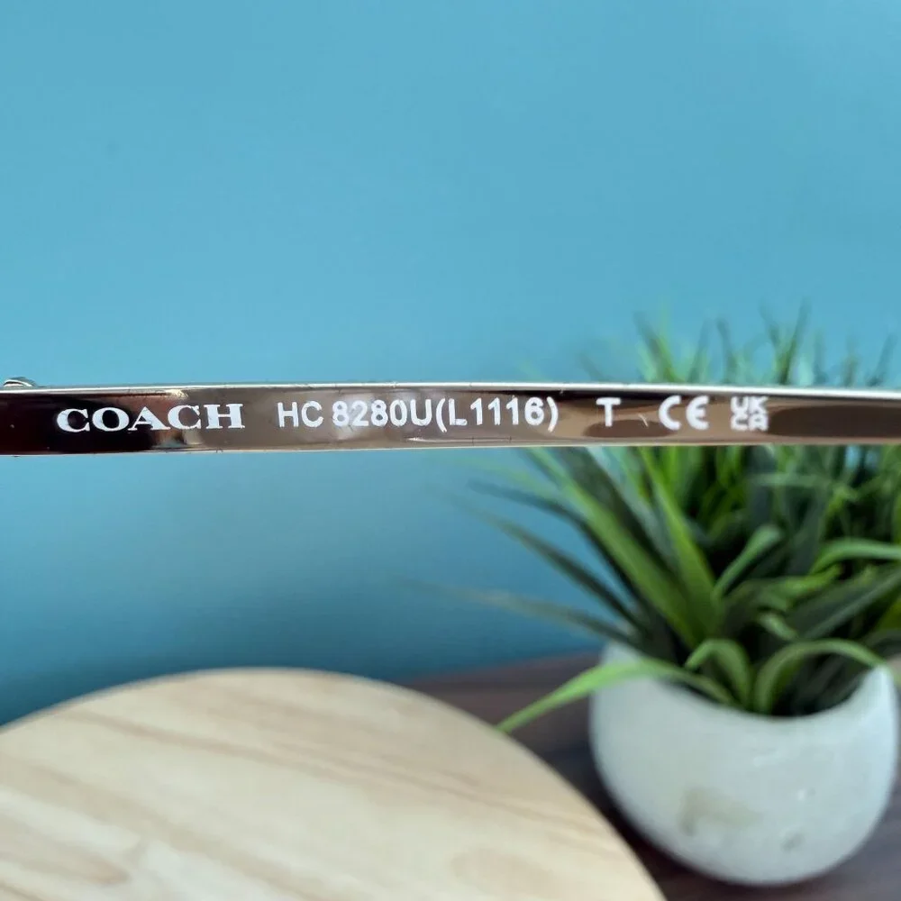 Coach Tortoise Sunglasses HC8280U L1116 XL Gold Cut Out Rims With Case & Papers - Picture 12 of 16